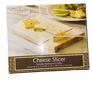 "NEW" Home 10"x 8" Tan Rectangular Wood Cheese Slicer With Replacement Wires